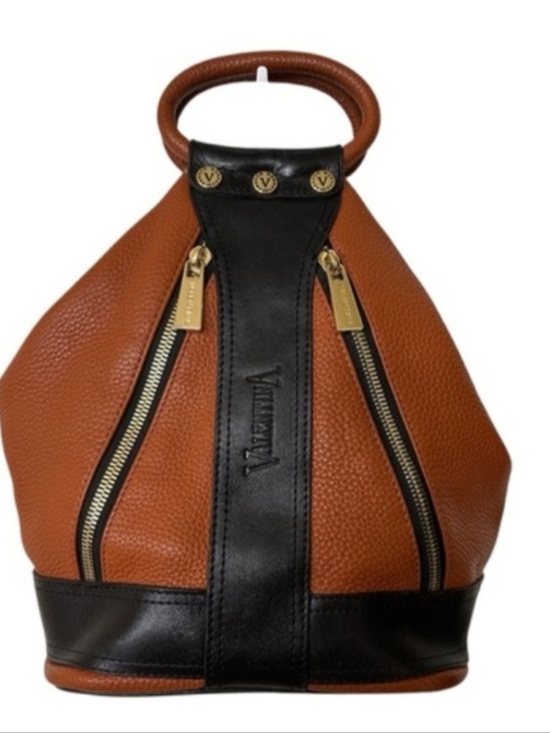 Valentina Handbags - ,💞❣️Womens Valentinas Black and Browm Leather Bucket Hobo Shoulder Bag💘❣️